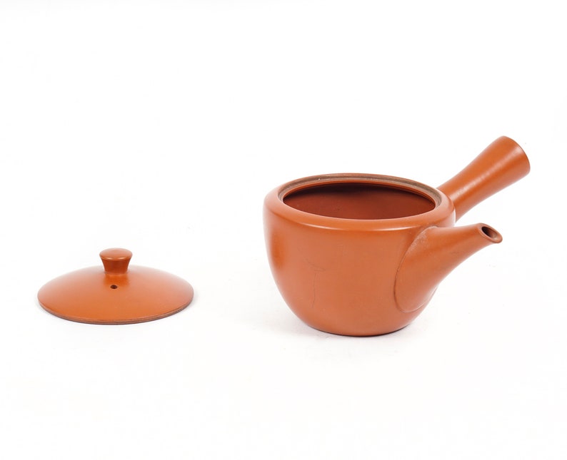 Shudei Red Clay Ceramic Teapot Japanese Kyusu Tea Stamped image 5