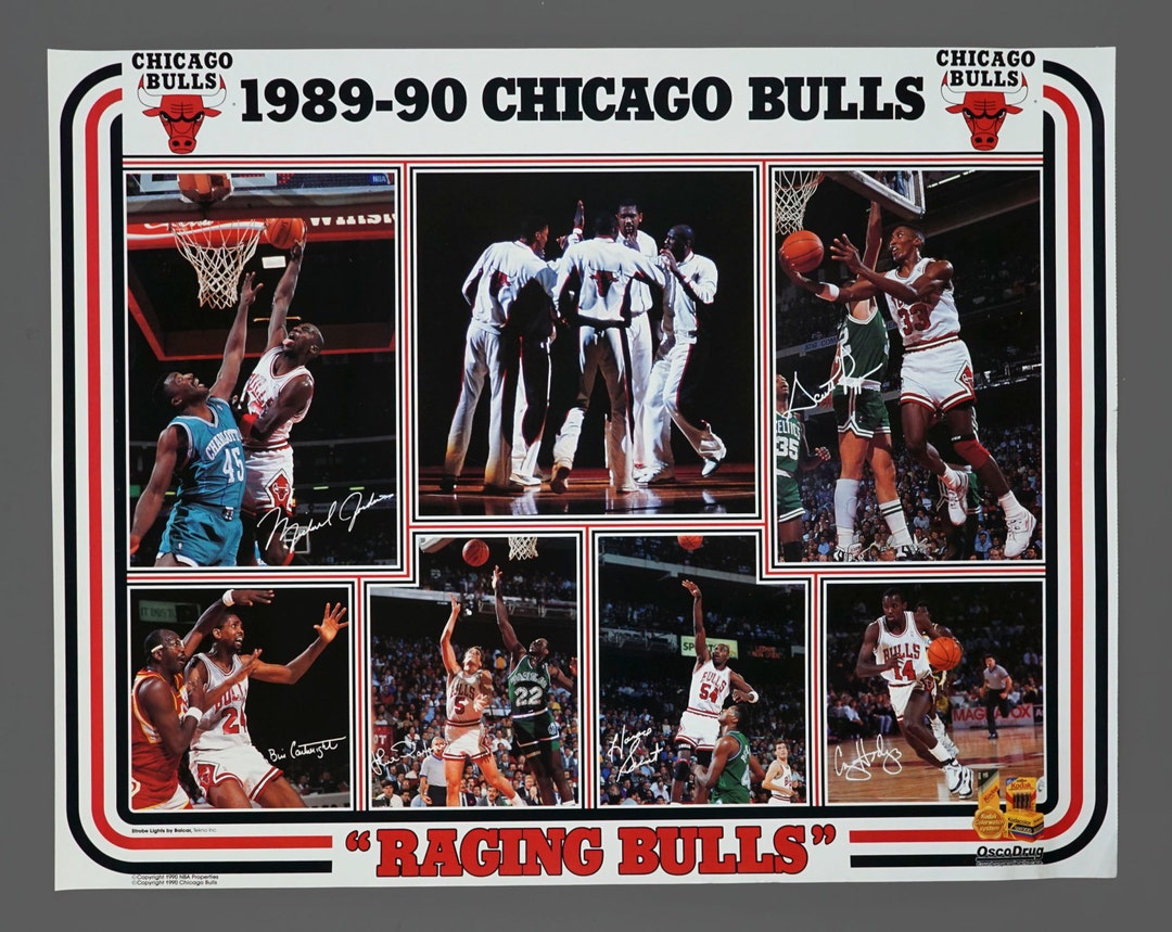 1989 90 NBA Chicago Bulls Poster Raging Bulls Michael Jordan 23 Poster 17 X 22 Etsy