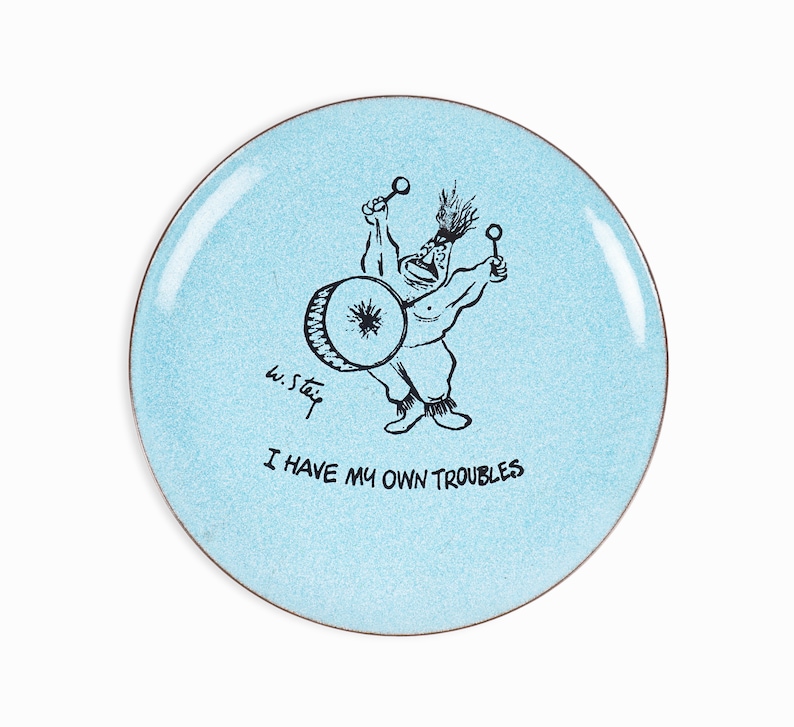 William Steig Enameled Plate I Have My Own Troubles Vintage Copper Bernad image 1