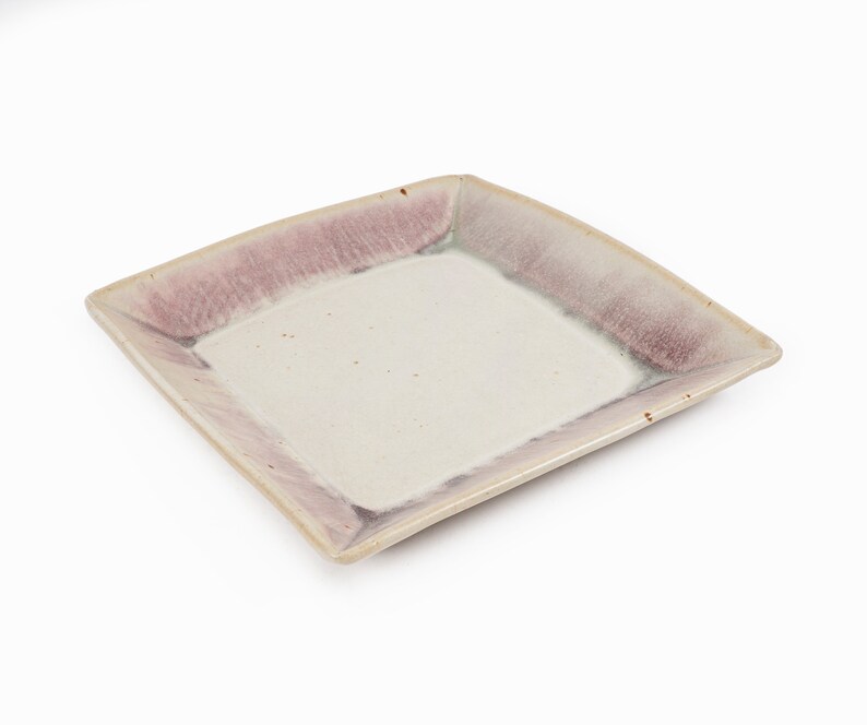 Vintage Ceramic Plate Studio Pottery Purple Beige image 4