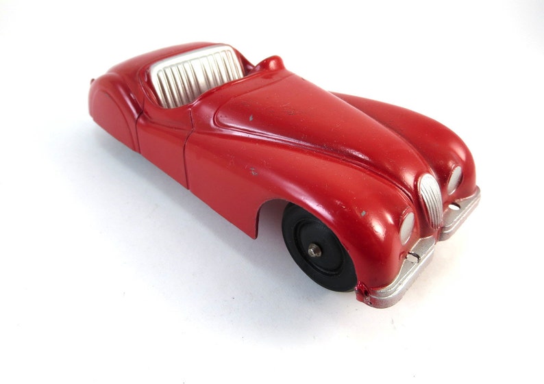 Vintage IRVIN Red Jaguar XK120 Diecast Car Toy Metal Die Cast Red Silver XK 120 Convertible image 2