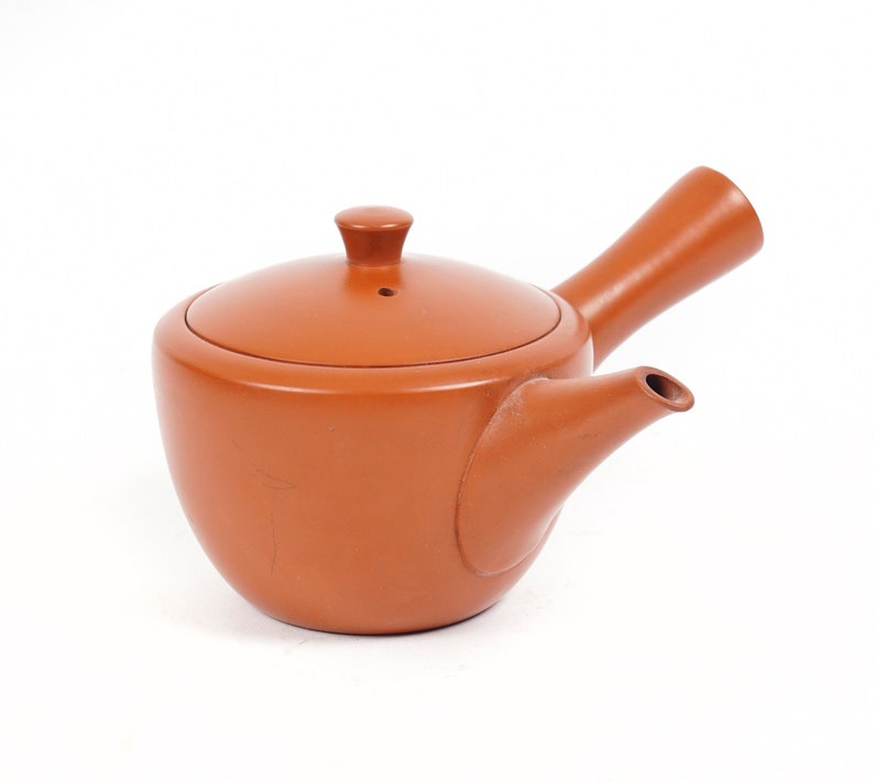 Shudei Red Clay Ceramic Teapot Japanese Kyusu Tea Stamped image 4