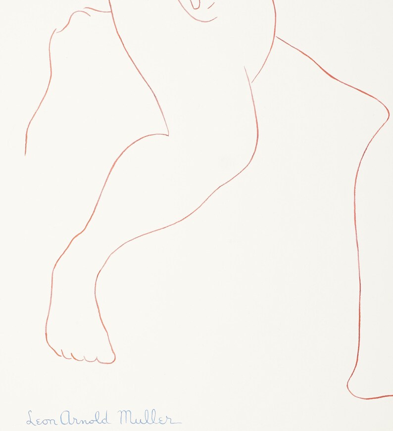 Leon Arnold Muller Line Drawing on Paper Nude Woman Henri Matisse Style image 4