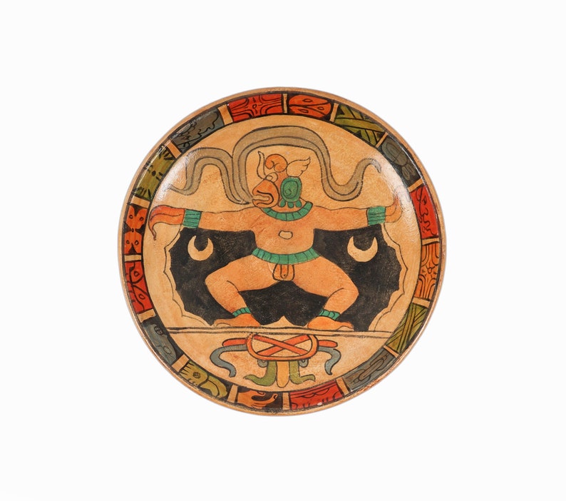 Polychrome Decorative Ceramic Plate Bowl South American image 1