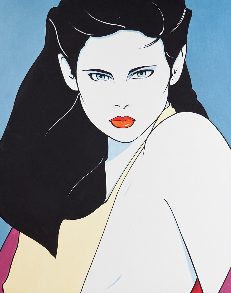 Vintage Acrylic Painting on Canvas after Patrick Nagel image 2