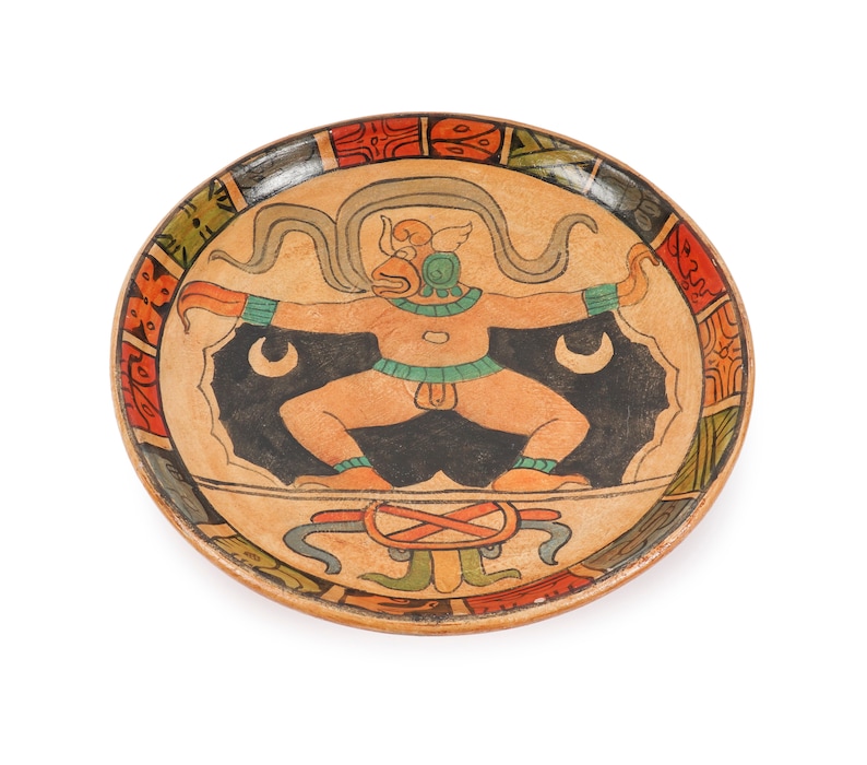 Polychrome Decorative Ceramic Plate Bowl South American image 3