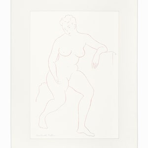Leon Arnold Muller Line Drawing on Paper Nude Woman Henri Matisse Style image 2