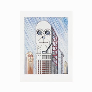 1991 Louis Hellman Cartolina Philip Johnson Architetto Archi-Têtes Vintage Post Card Ritratti architettonici
