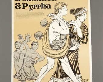 1972 Deucalion and Pyrrha Poster Greek Mythology Laminate The Perfection Form Company