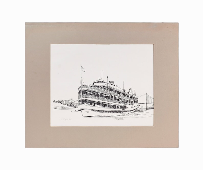 William Olendorf Print on Paper Boat Lithograph image 1