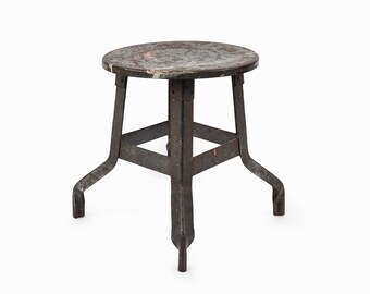 Industrial Round Metal Stool Mid Century