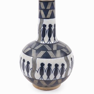 Vintage Ceramic Vase Navy Blue White image 2