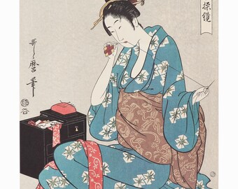 喜多川歌麿 浮世絵版画 日本刺繍 - Etsy 日本