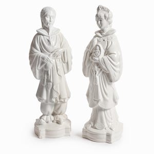 1979 Chinese Emperor Empress Pair Statues Statue Asian Figure Couple Vintage
