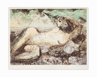 1985 Michael Koydon &quot;Siren&quot; Lithograph Print Limited Edition 41/50 Vintage Art