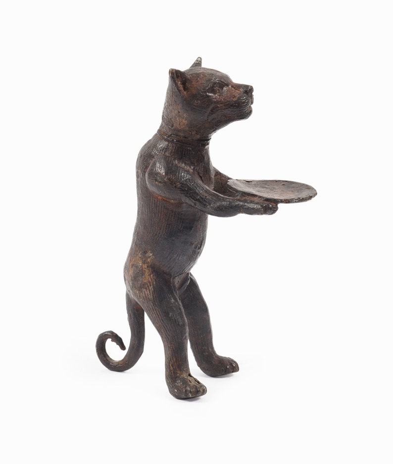 Diego Giacometti Style Bronze Cat Figurine Standing Butler Sculpture image 2