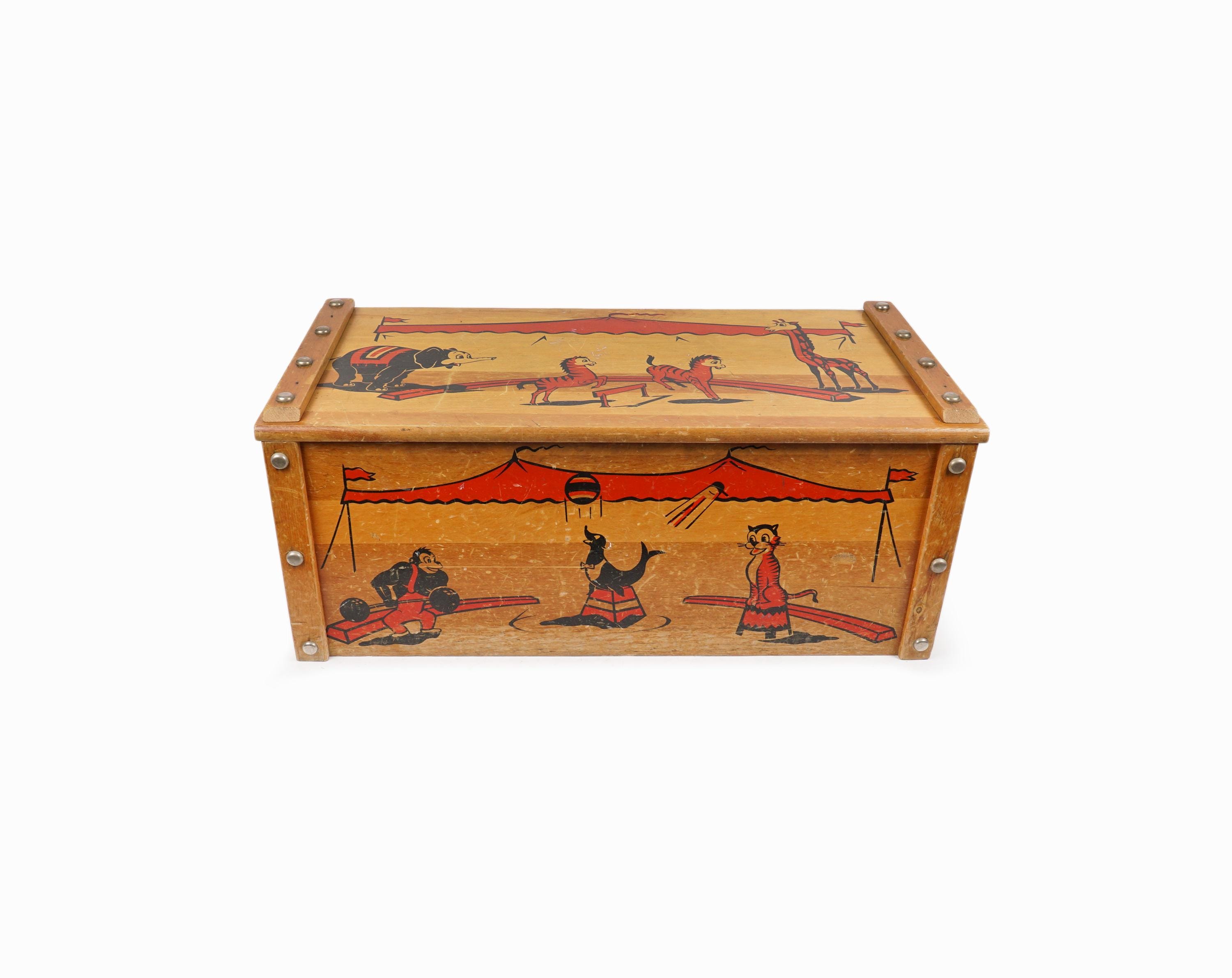 1950s Wooden Toy Box Modern Crafts Company Large Chest Wood Case