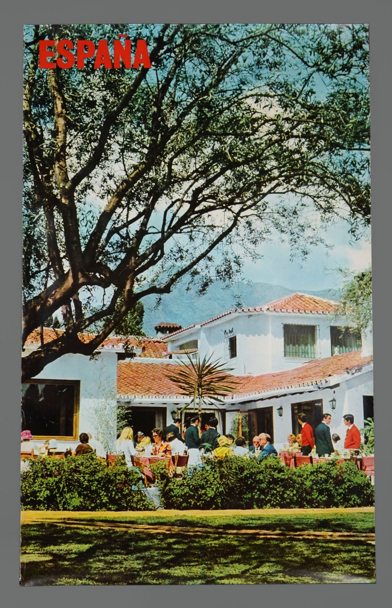 1970s Marbella Malaga Spain Espana Travel Poster 24.5 x 39 Vintage Poster image 1
