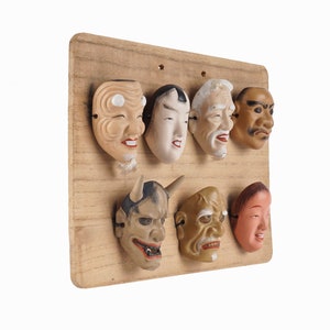 Noh Theater Ceramic Mask Japan Miniature Netsuke Seven Lucky Gods image 6