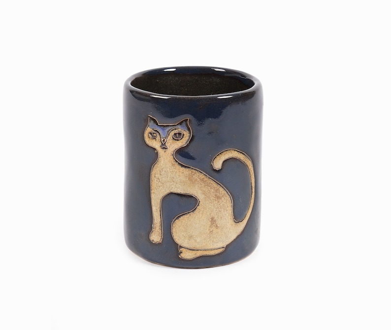 Mara Mex Ceramic Mug Coffee Tea Cup Cat Design Mexican Pottery image 1
