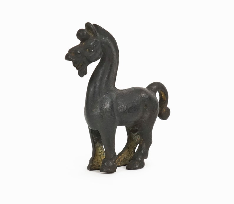 Miniature Chinese Ming Horse Figurine Metal Sculpture Vintage Alva Museum NY image 3
