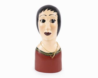 R. Cotter Wooden Bust Sculpture Hand Painted