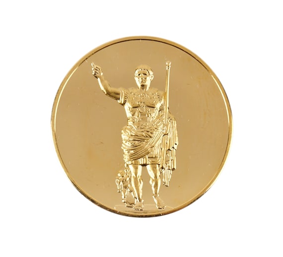 24k Gold Plated Bronze Medal Coin Augustus of Prima Porta - Etsy