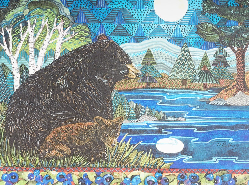 Vintage Lithograph on Paper Bear Print image 3