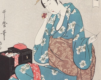 喜多川歌麿 浮世絵版画 日本刺繍 - Etsy 日本