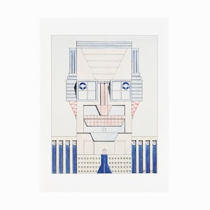 1991 Louis Hellman Cartolina Michael Graves Architetto Archi-Têtes Vintage Post Card Architectural Portraits