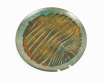 Enamel on Copper Plate Ashtray Mid Century Modern