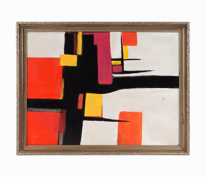 Modernist Oil Painting on Canvas Board Mid Century Modern Etsy