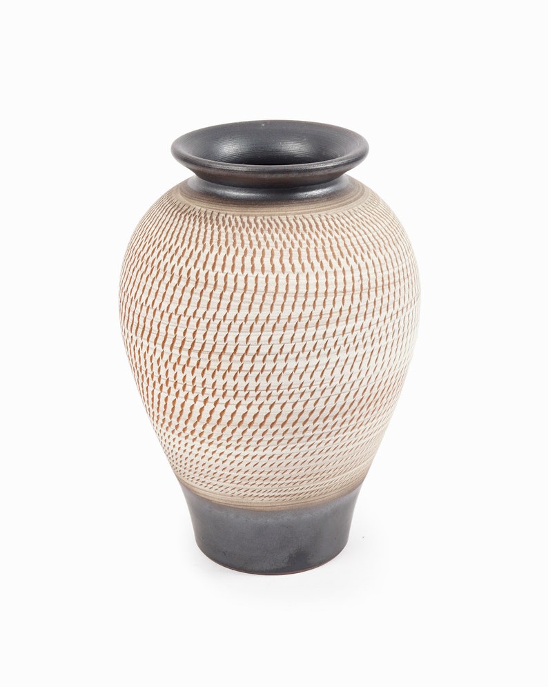 Large Toyo Japan Ceramic Vase Sgraffito Mid Century Modern image 2