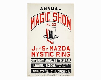 1960s Serigraph Poster Annual Magic Show Screenprint Mazda Mystic Ring