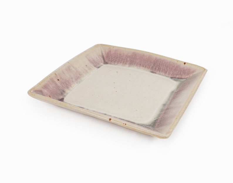 Vintage Ceramic Plate Studio Pottery Purple Beige image 5