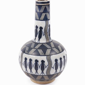 Vintage Ceramic Vase Navy Blue White image 4