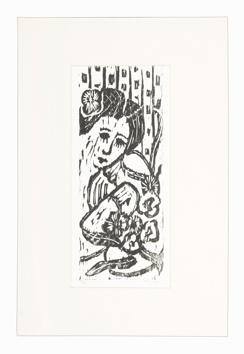 Vintage Woodcut Print on Paper Limited 2/10 image 2