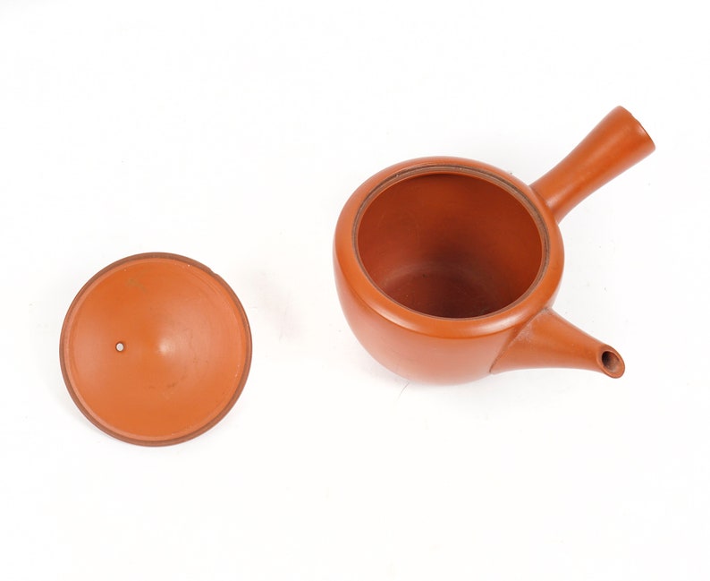 Shudei Red Clay Ceramic Teapot Japanese Kyusu Tea Stamped image 6