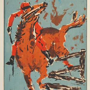 Mid Century Lithograph on Paper Mid Century Modern Equestrianism image 5