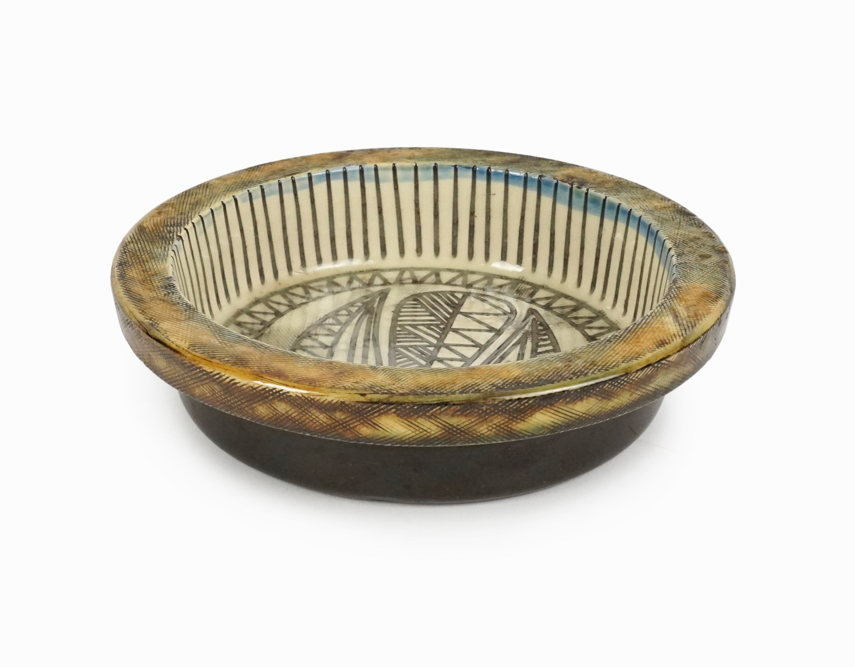 1961-63 Pinus Ceramic Bowl Mari Simmulson Upsala Ekeby Sweden Mid