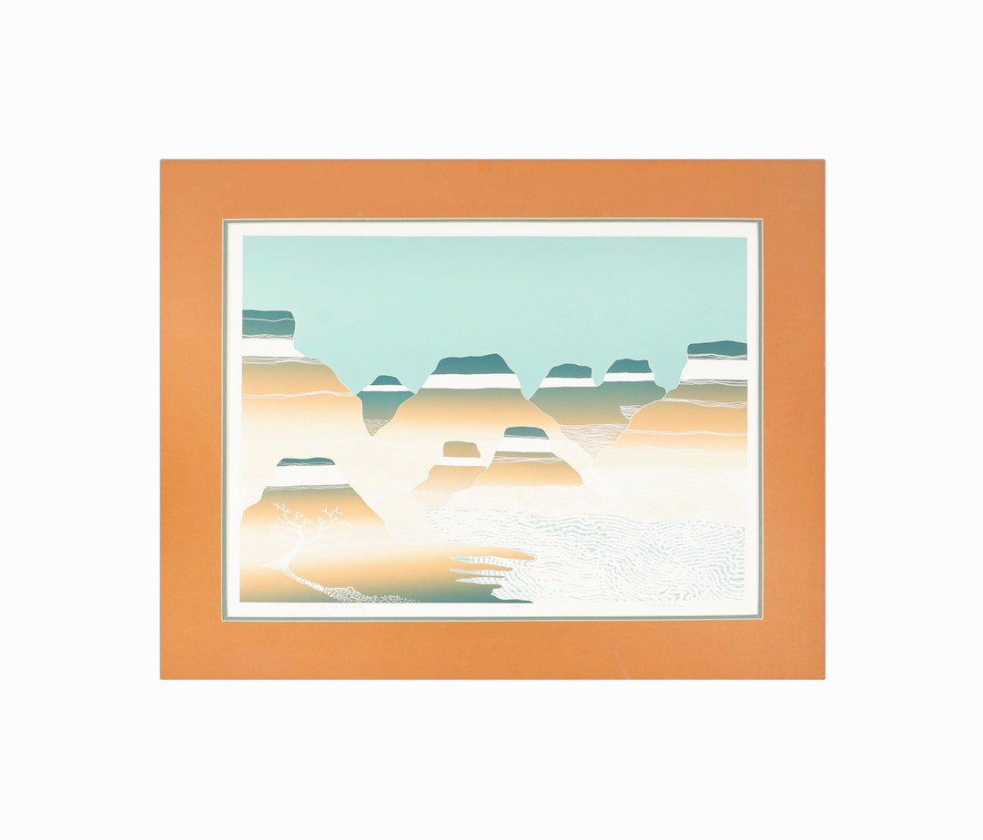 Embossed Landscape Vintage Embossed Landscape Print on Paper