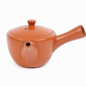 Shudei Red Clay Ceramic Teapot Japanese Kyusu Tea Stamped image 2