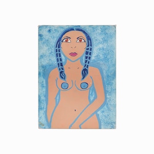 1998 Arte outsider Pintura acrílica sobre lienzo Panel Sirena