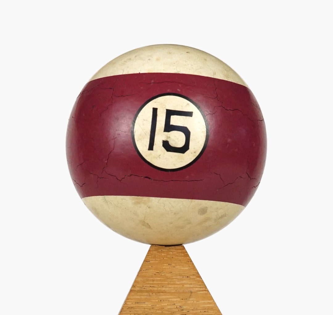 Vintage / Antique Clay Billiard Ball Black Number 8, Standard Pool Bal –