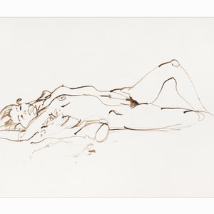 1980s John Tuska Figural Ink Drawing Nude Woman image 2