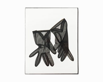 Karen Savage Photogram Black Lace Gloves Vintage
