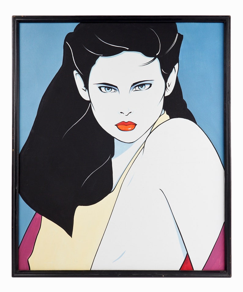 Vintage Acrylic Painting on Canvas after Patrick Nagel image 3