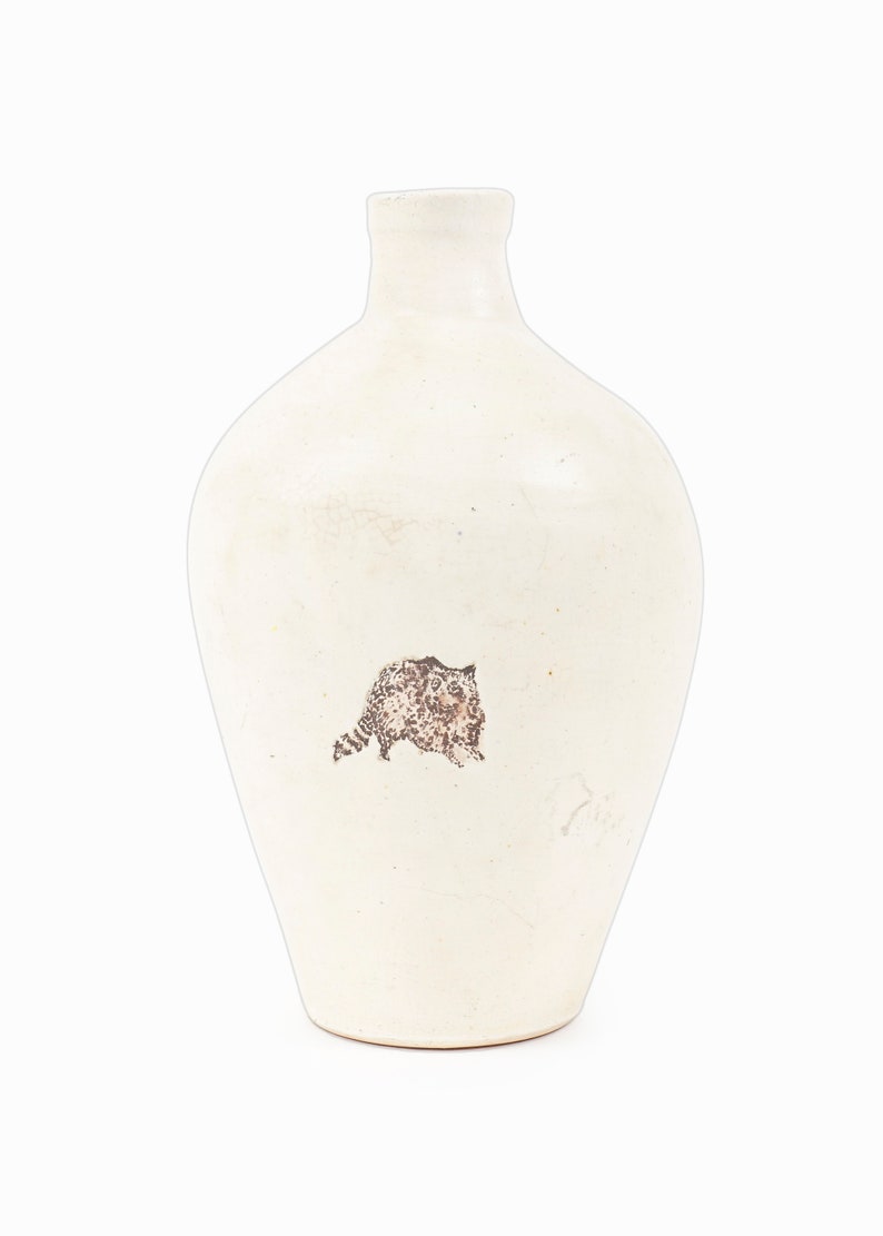 Vintage Ceramic Vase Raccoon Image image 2