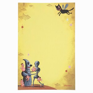 Gary Baseman Writing Paper Sheet Black Cat Serenade
