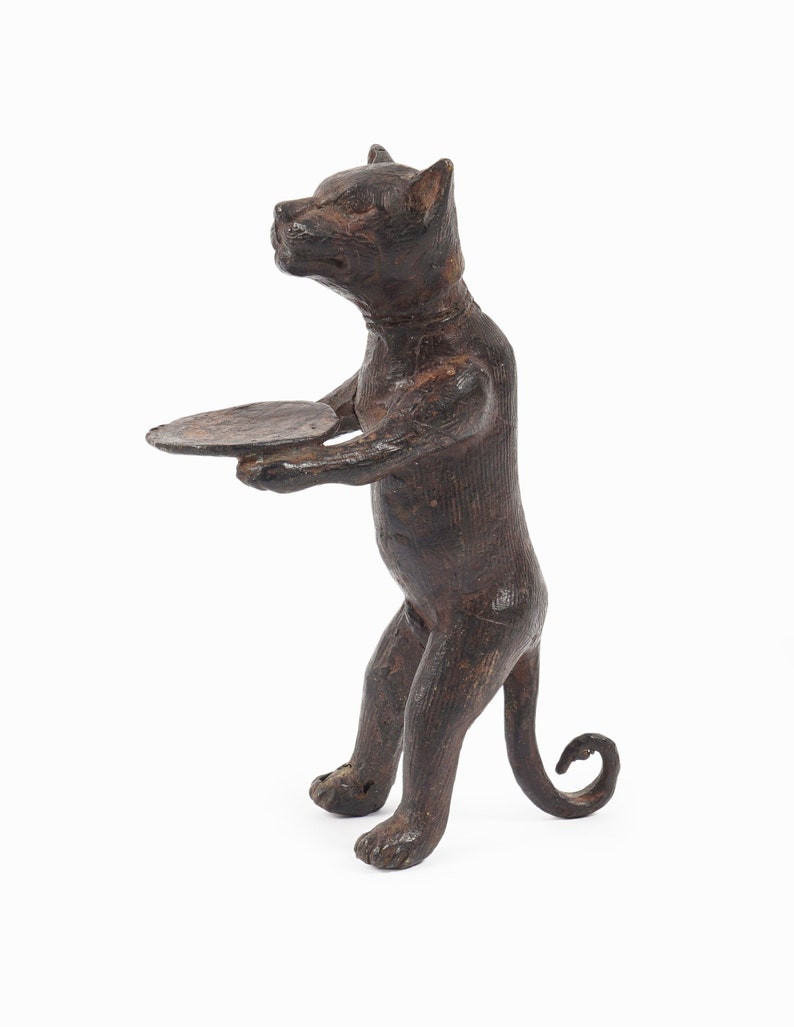 Diego Giacometti Style Bronze Cat Figurine Standing Butler Sculpture image 6